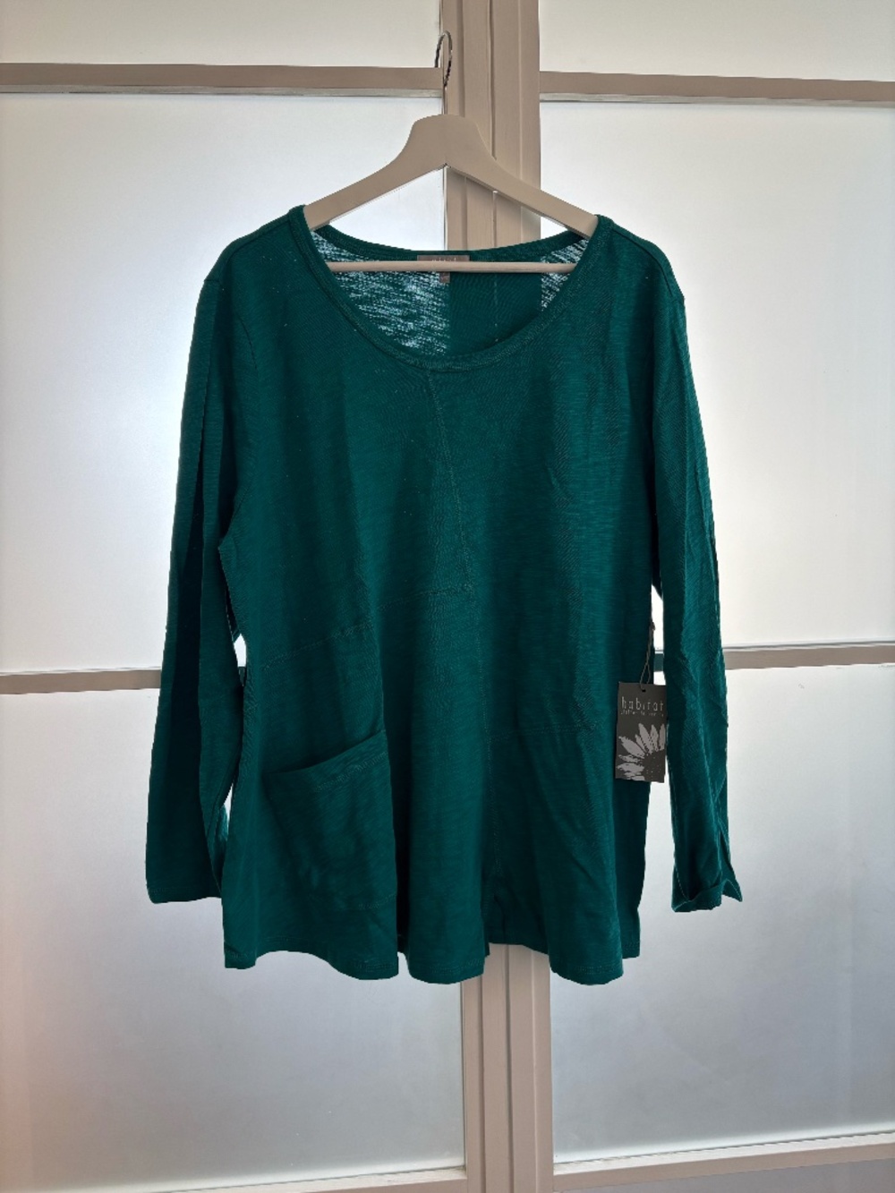 Habitat Cotton Slub Tunic Tee Jade A Line Long Sleeve XL NWT